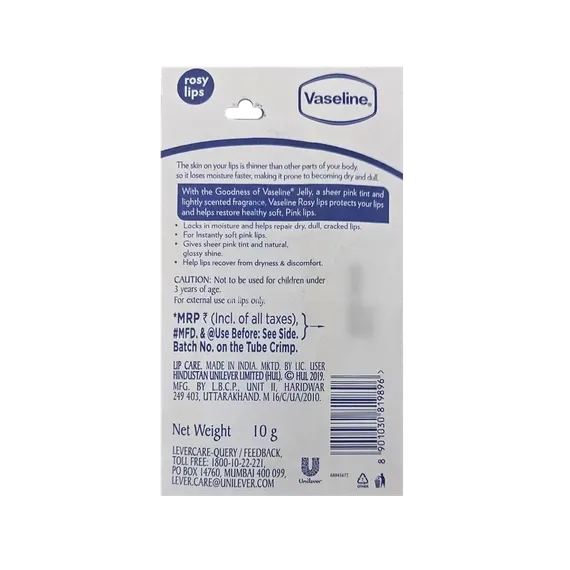 vaseline rosy lips lip care 10 gm